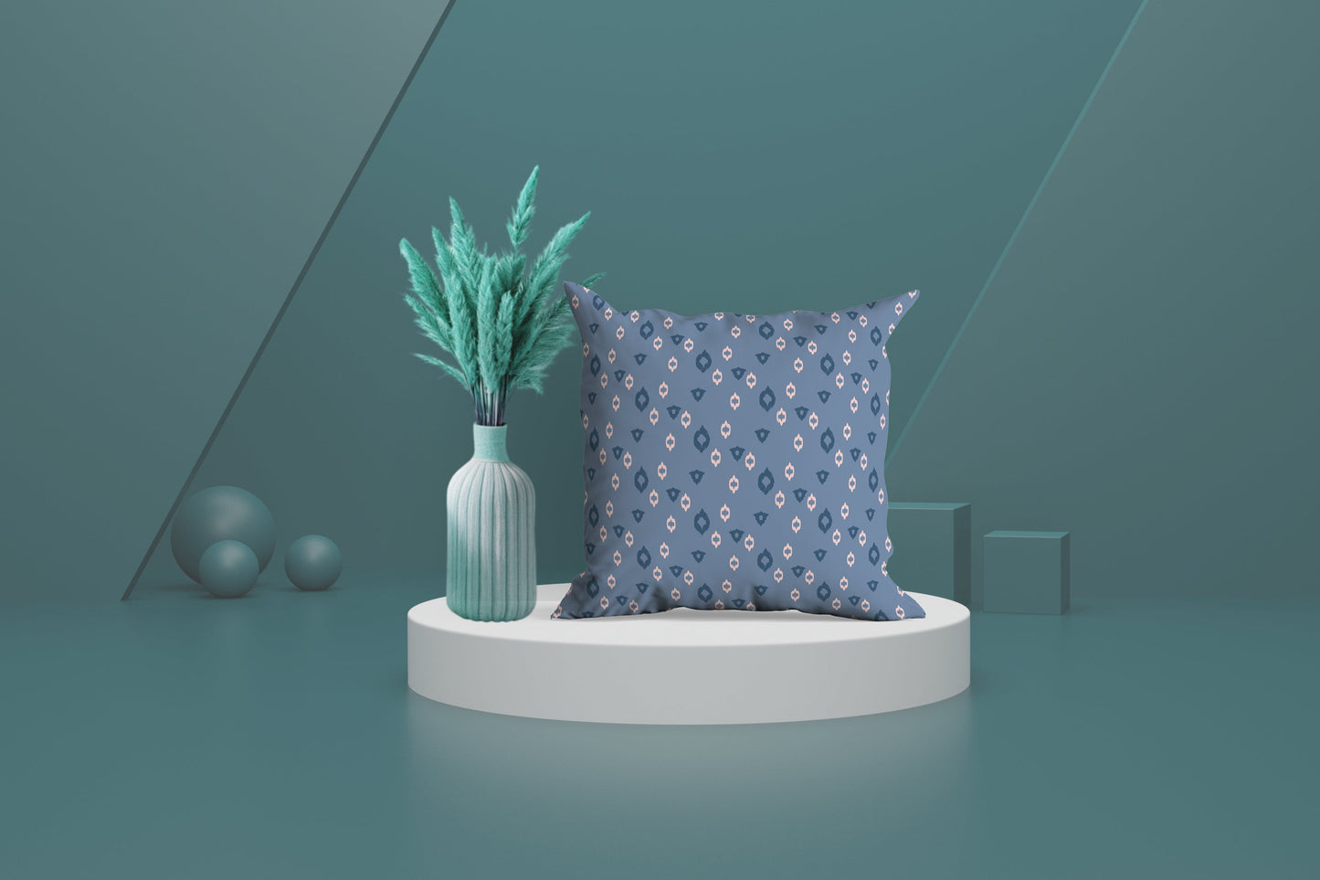 Ikat Heartstrings – 16x16 Premium Canvas Cushion Cover | Maknoonz Exclusive (MZIH-055)