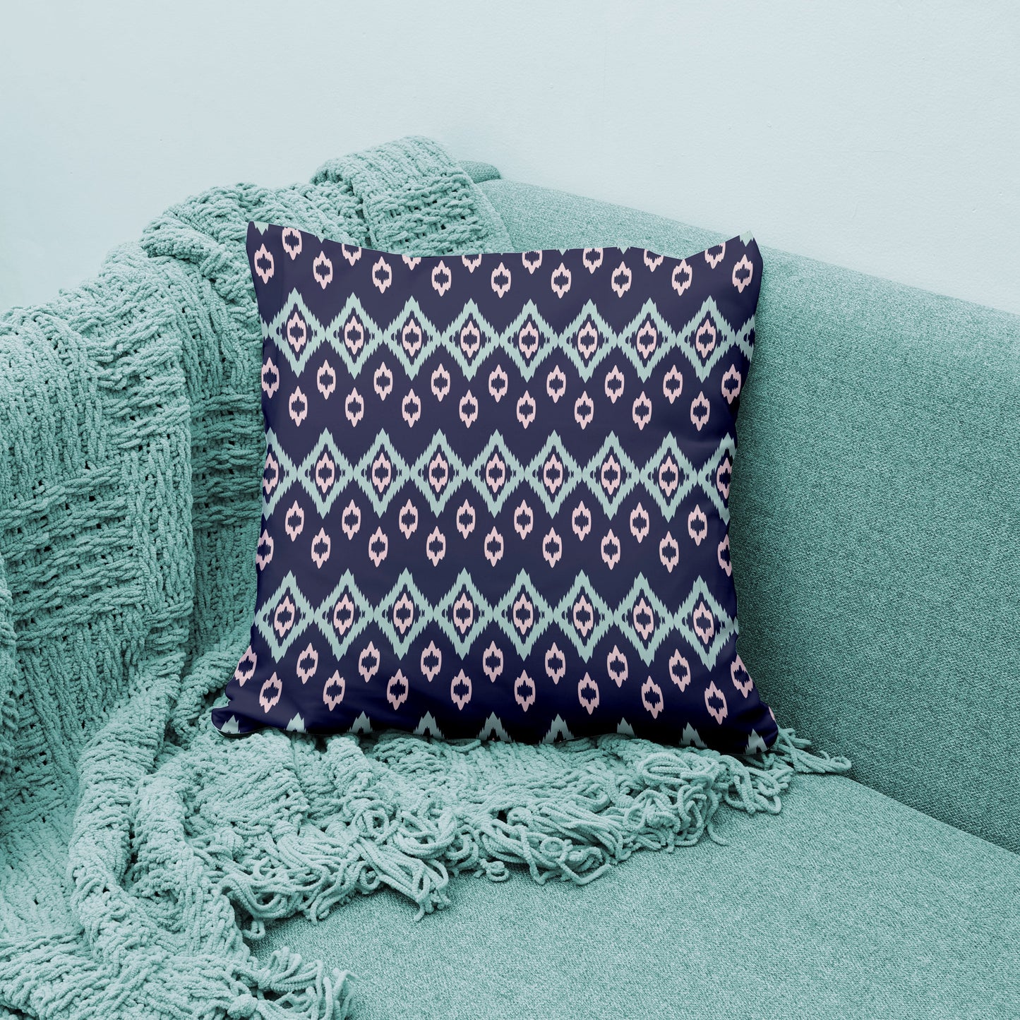 Ikat Heartstrings – 16x16 Premium Canvas Cushion Cover | Maknoonz Exclusive (MZIH-035)