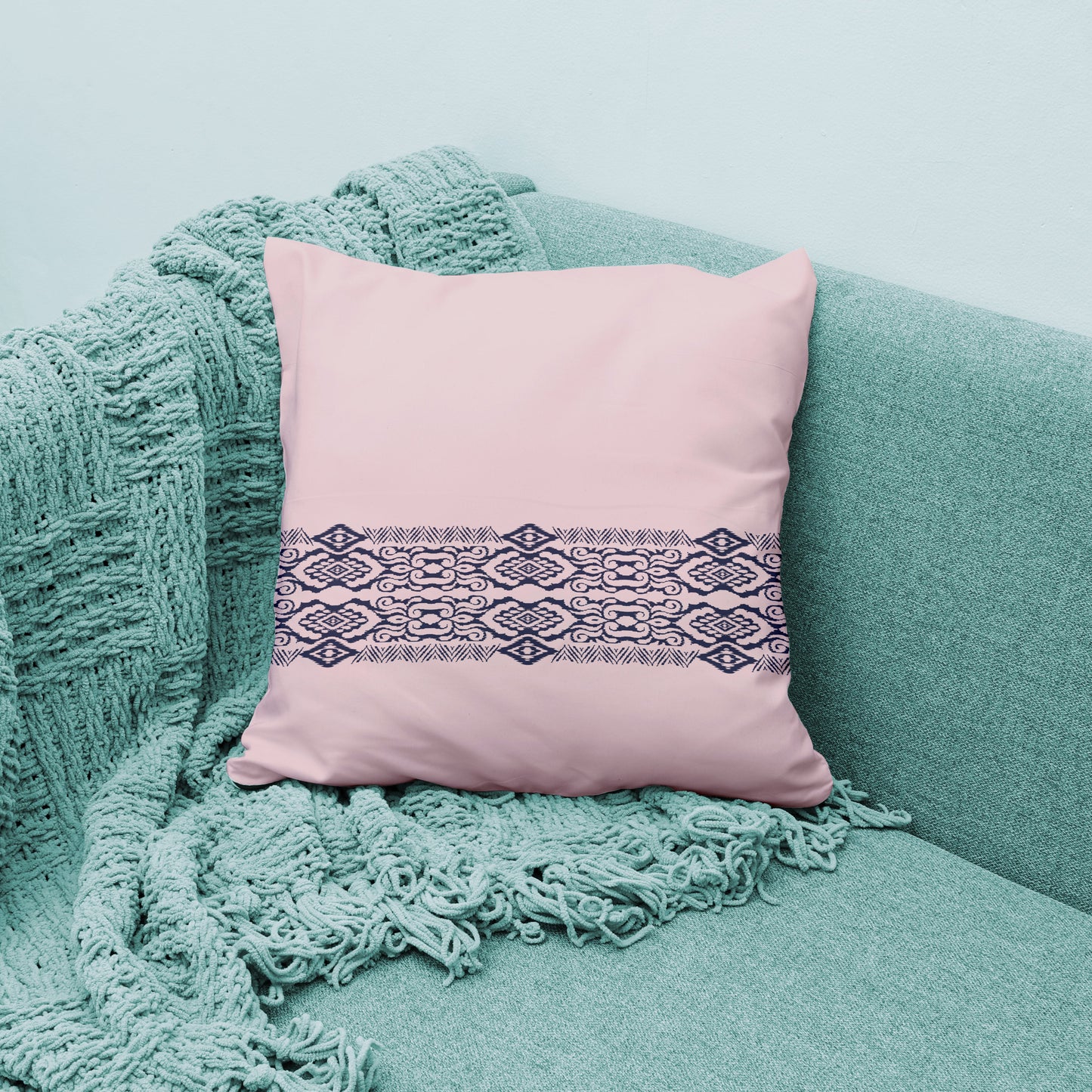 Ikat Heartstrings – 16x16 Premium Canvas Cushion Cover | Maknoonz Exclusive (MZIH-025)