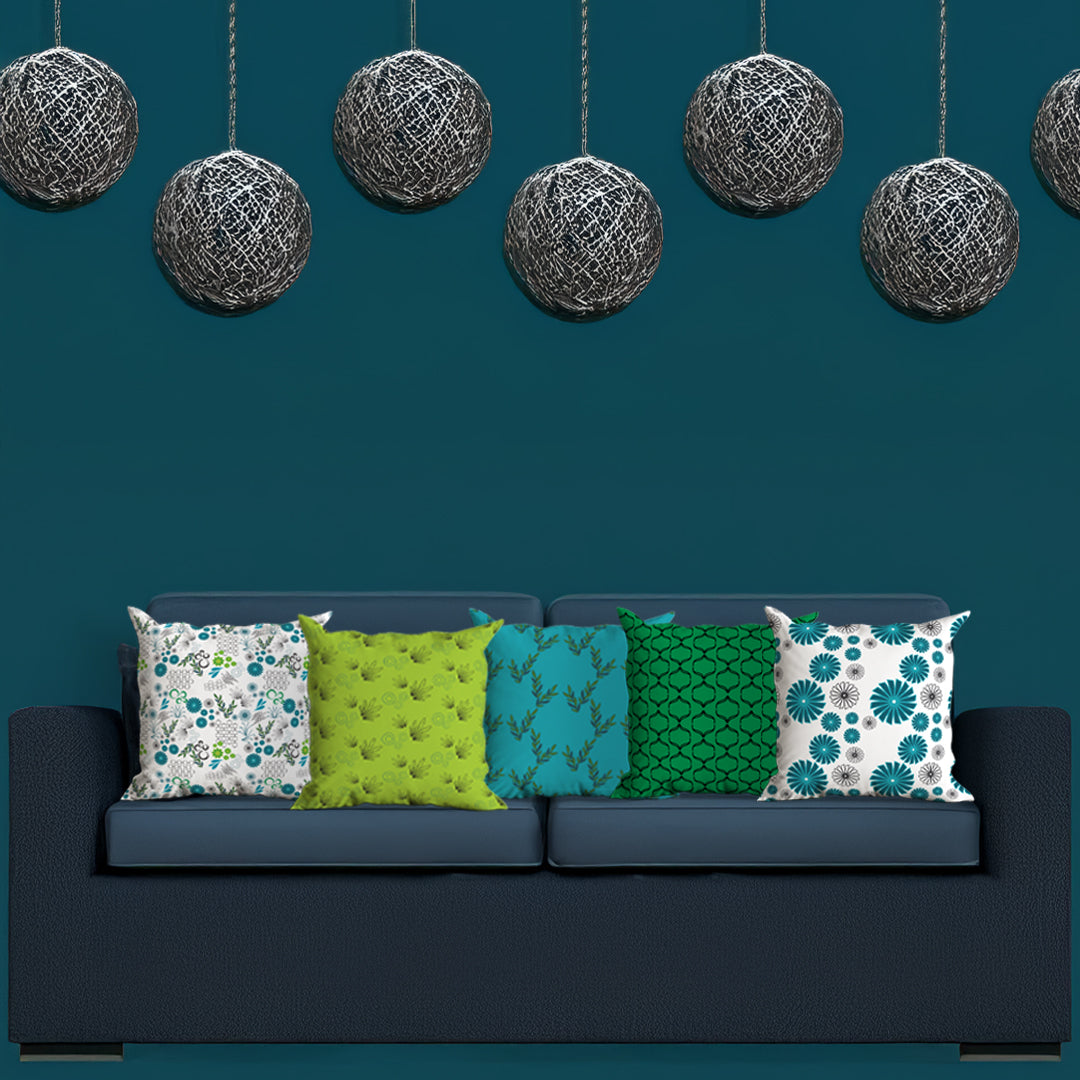 Mystic Meadows – Set of 5 | 16x16 Premium Canvas Cushion Covers | Maknoonz Exclusive (MZMM-005)