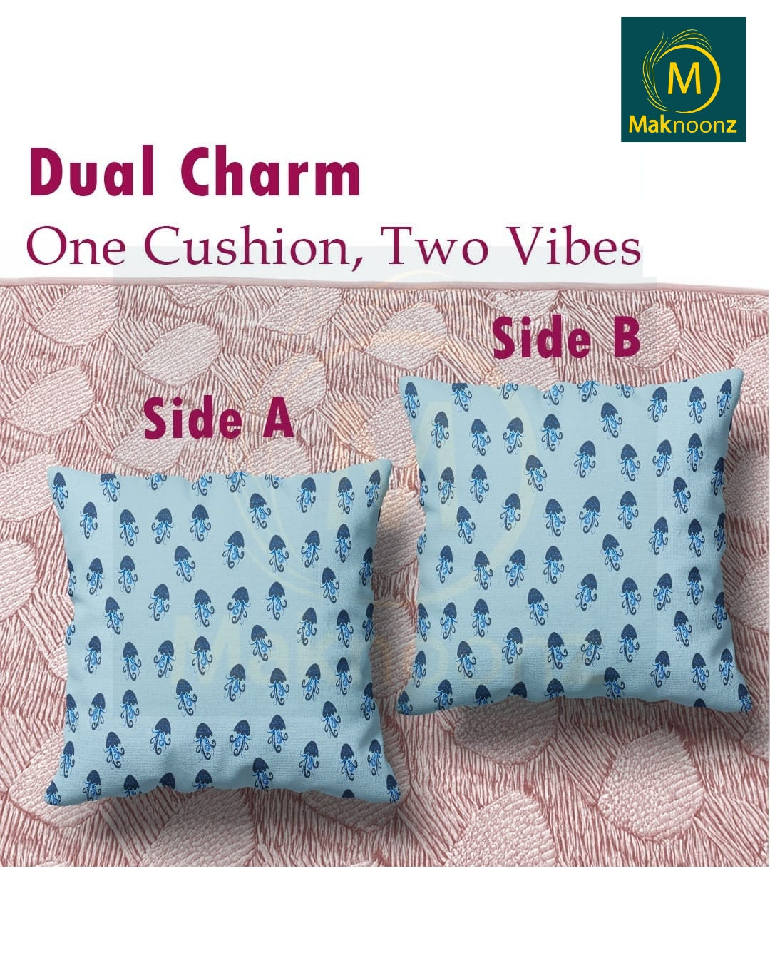 Coral Blossom – 16×16 Premium Canvas Cushion Cover | Maknoonz Exclusive (CBMZ-024)