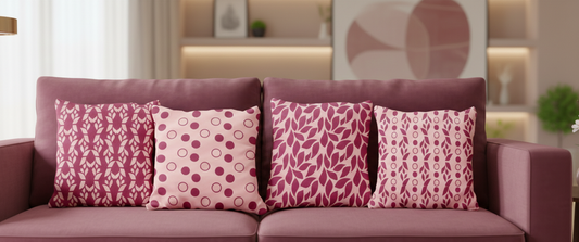 Majesty Pink – Set of 4 16×16 Premium Canvas Cushion Covers | Maknoonz Exclusive (MZMP-004)