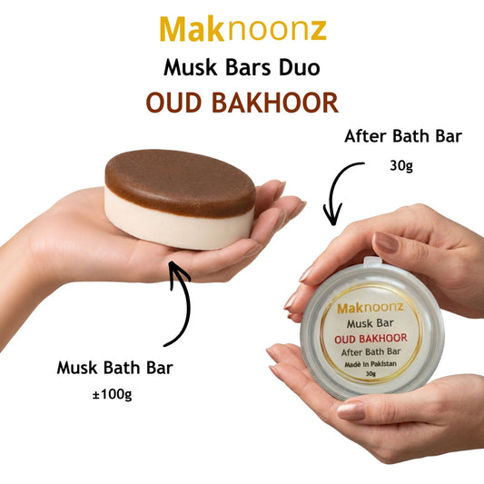 Oud & Bakhoor | Maknoonz Musk Bath & After Bath Bar Duo | An Ode to Moroccan Oud & Bakhoor Musk