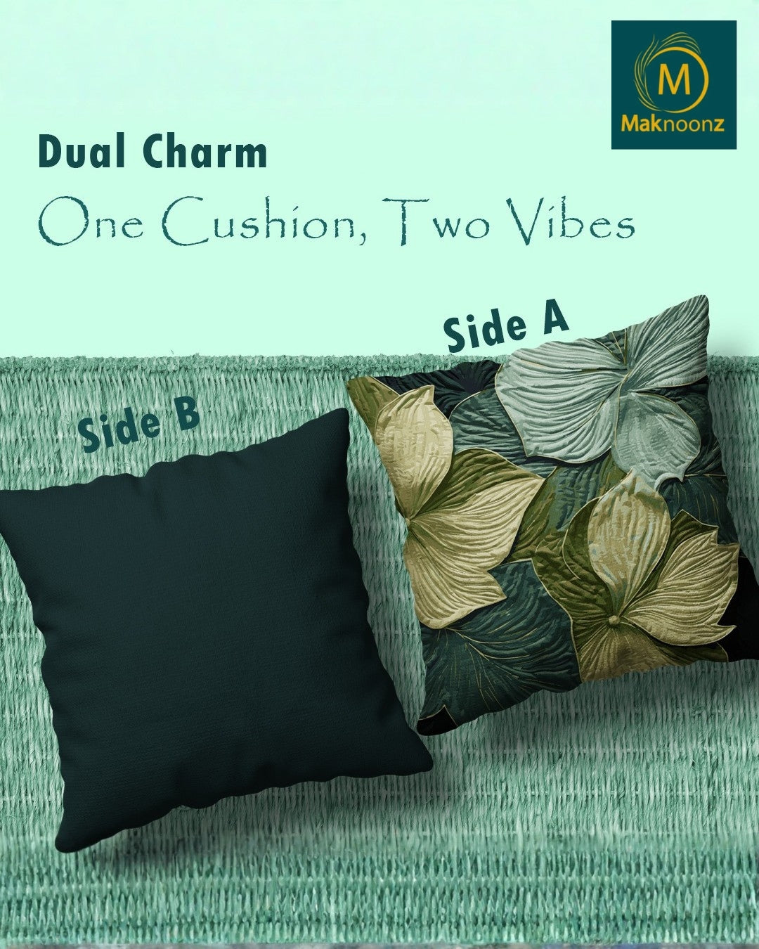 Emerald Majestic – 16x16 Premium Velvet Cushion Cover | Maknoonz Exclusive (MZEM-045-V)