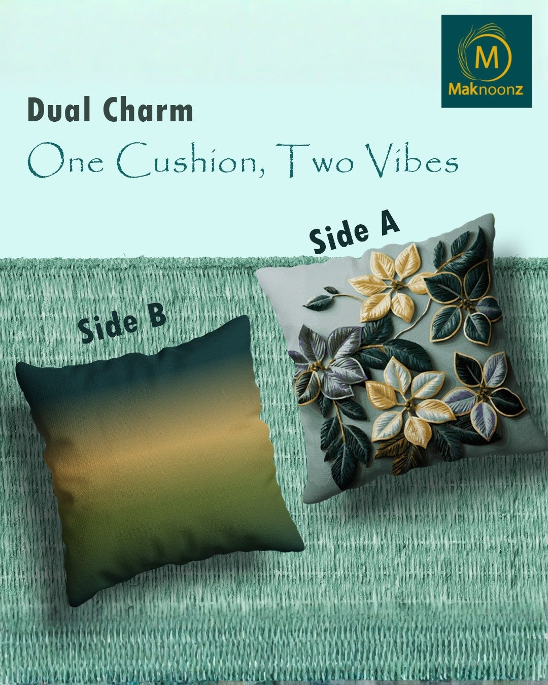 Emerald Majestic – 16x16 Premium Velvet Cushion Cover | Maknoonz Exclusive (MZEM-055-V)