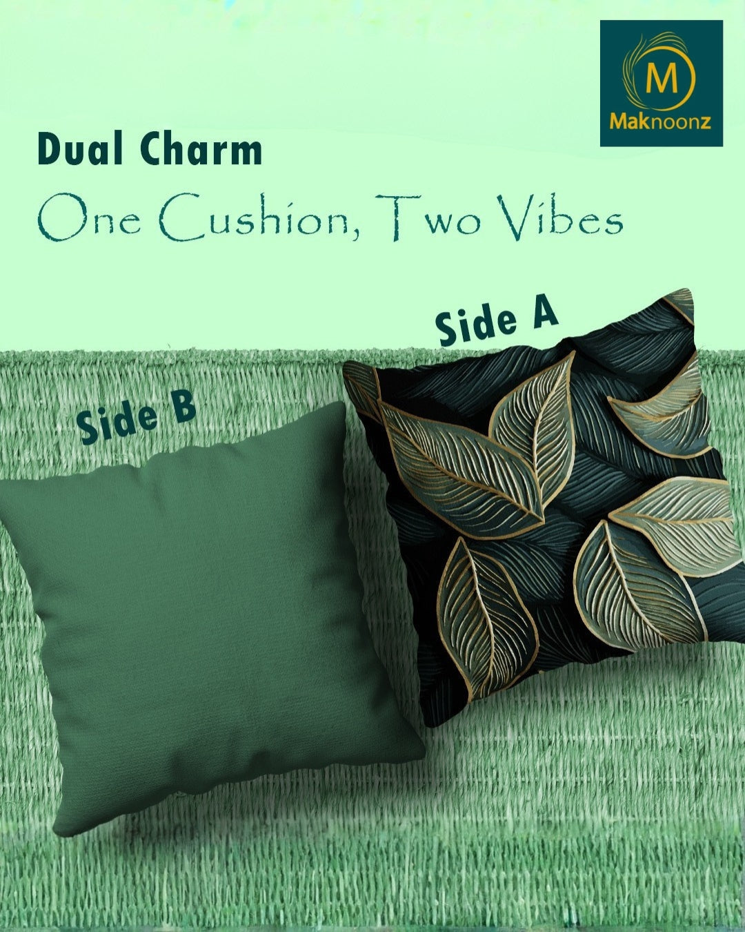 Emerald Majestic – 16x16 Premium Velvet Cushion Cover | Maknoonz Exclusive (MZEM-035-V)