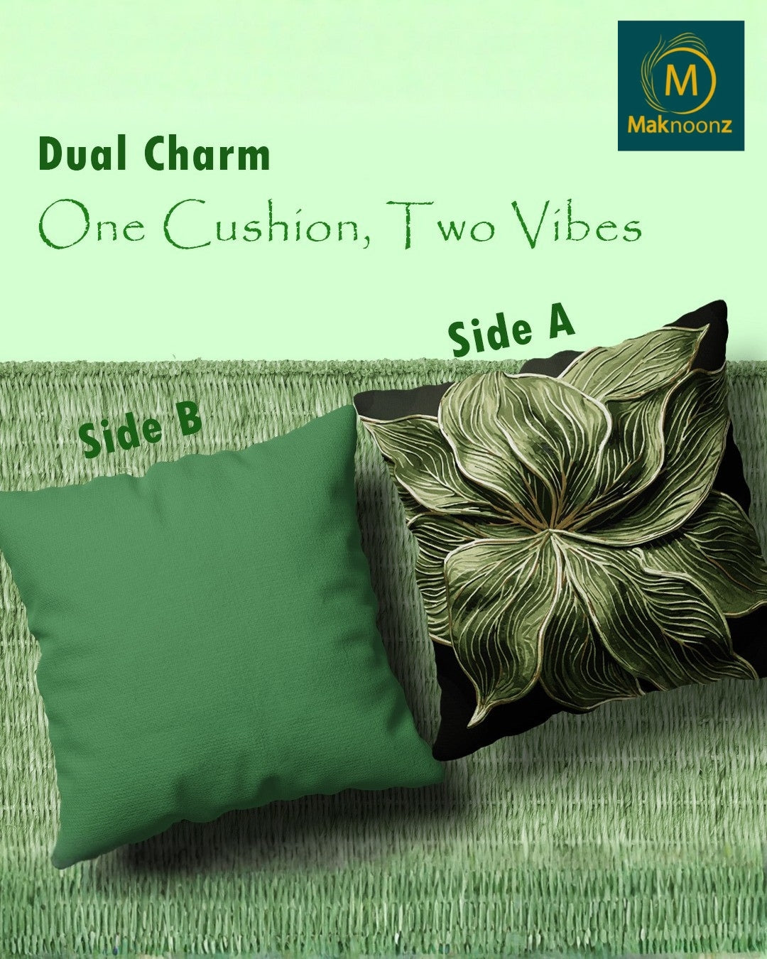 Emerald Majestic – 16x16 Premium Velvet Cushion Cover | Maknoonz Exclusive (MZEM-015-V)