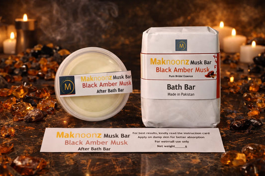 Black Amber | Maknoonz Musk Bath & After Bath Bar Duo | An Ode to Moroccan Black Amber Musk