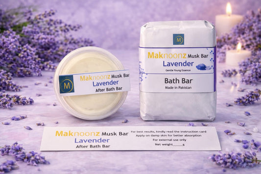 Lavender | Maknoonz Musk Bath & After Bath Bar Duo | An Ode to Moroccan Lavender Musk