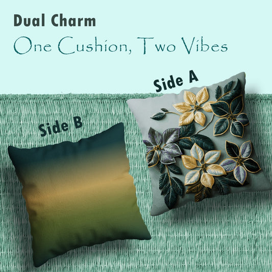 Emerald Majestic – 16x16 Premium Silk Cushion Cover | Maknoonz Exclusive (MZEM-055-S)