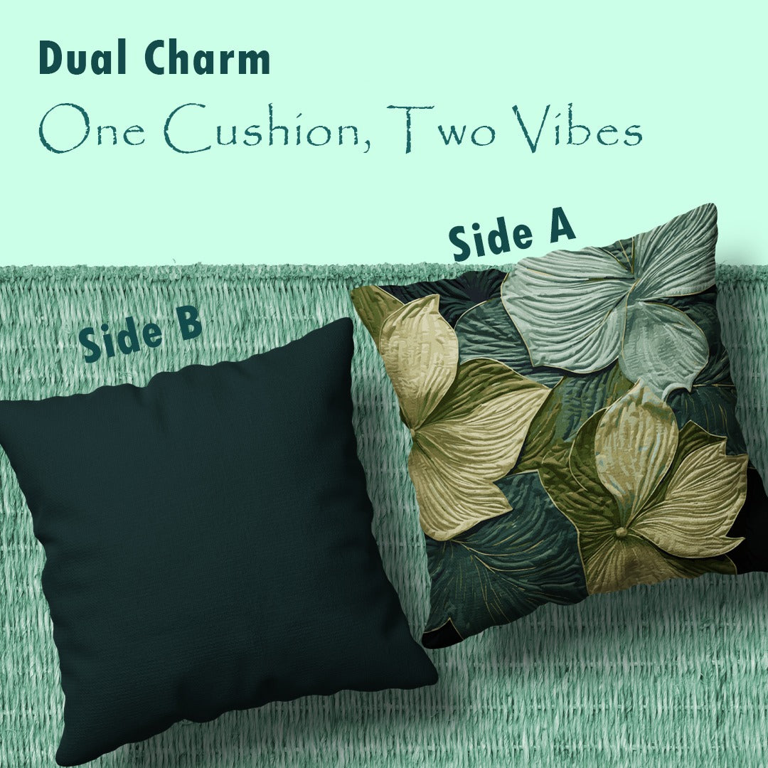 Emerald Majestic – Set of 5 | 16x16 Premium Silk Cushion Covers | Maknoonz Exclusive (MZEM-5P-S)