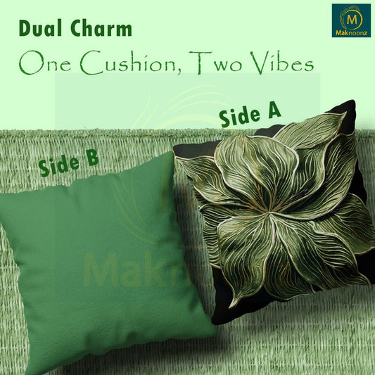 Emerald Majestic – 16x16 Premium Silk Cushion Cover | Maknoonz Exclusive (MZEM-015-S)