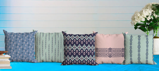 Ikat HeartStrings – Set of 5 | 16x16 Premium Canvas Cushion Covers | Maknoonz Exclusive (MZHS-005-C)