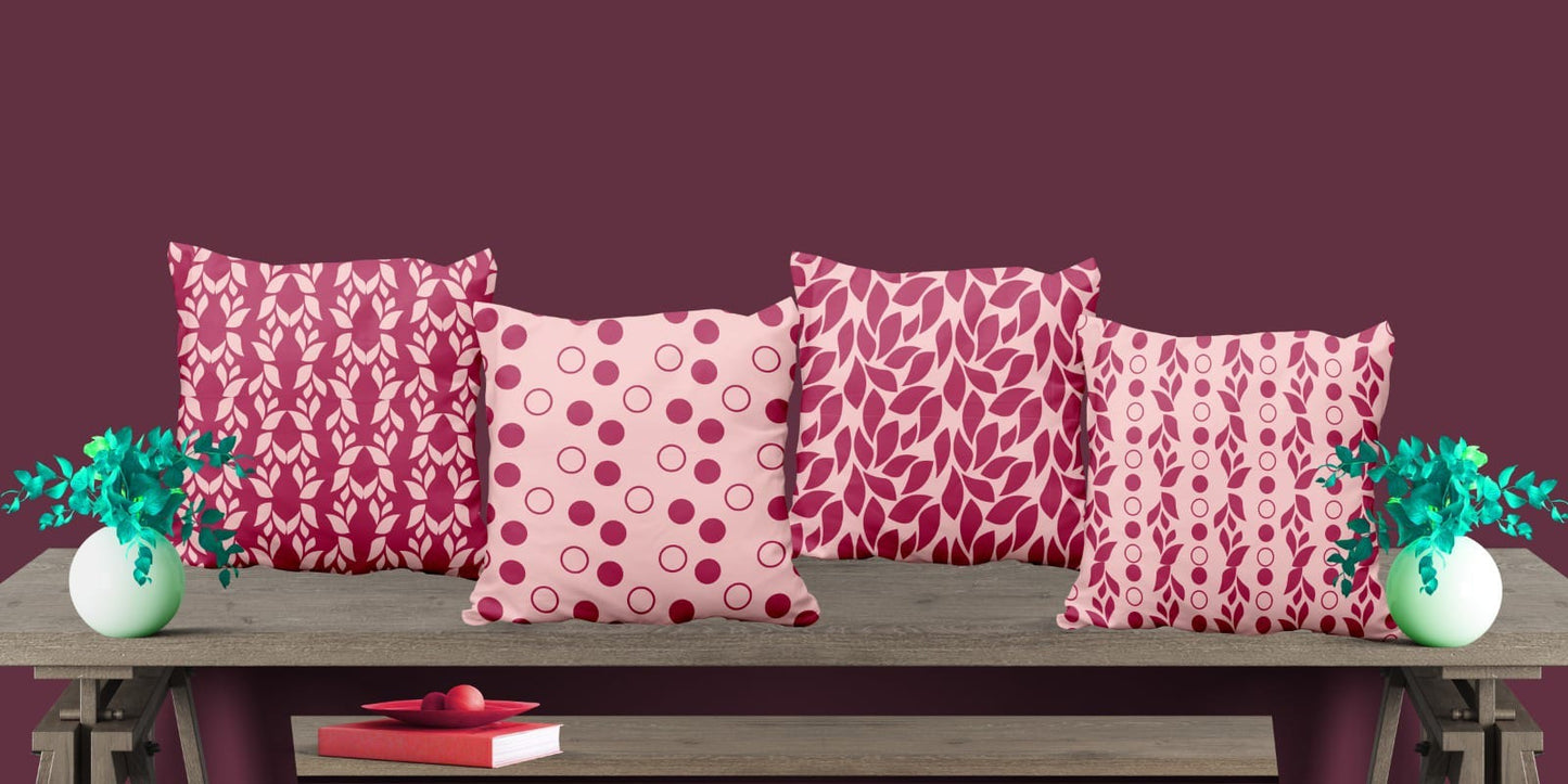 Majesty Pink (Set of 4) – 16×16 Premium Canvas Cushion Covers | Maknoonz Exclusive (MZMP-004)
