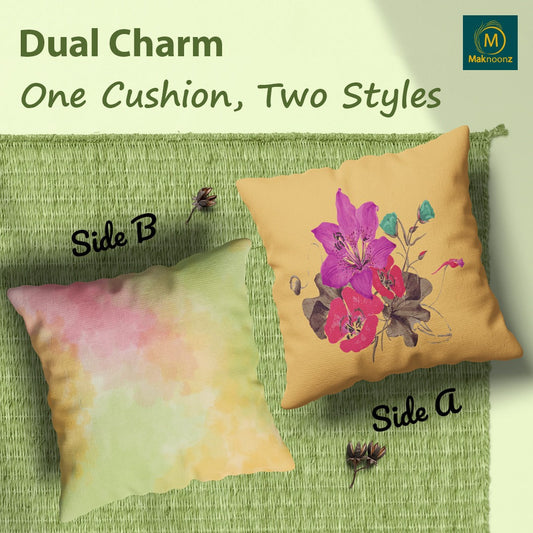 Floral Botanical Switch – 16×16 Premium Canvas Cushion Cover | Maknoonz Exclusive (FBSMZ-025)
