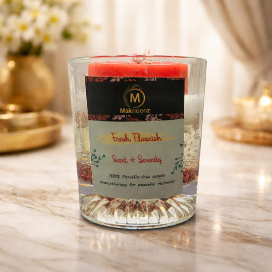 Fresh Flourish – Premium Jar Candle for Newlyweds & Romantic Couples | Maknoonz Exclusive (MZFF-JC)