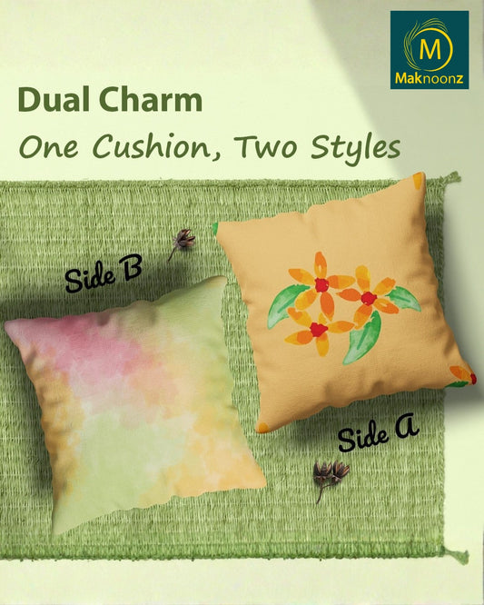 Floral Botanical Switch – 16×16 Premium Canvas Cushion Cover | Maknoonz Exclusive (FBSMZ-045)